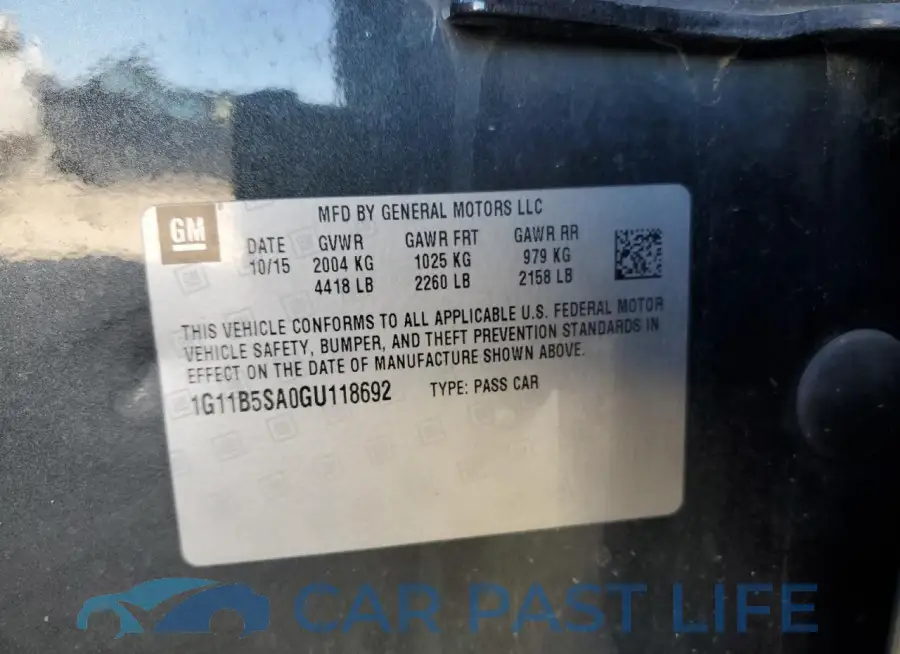 1G11B5SA0GU118692# 12