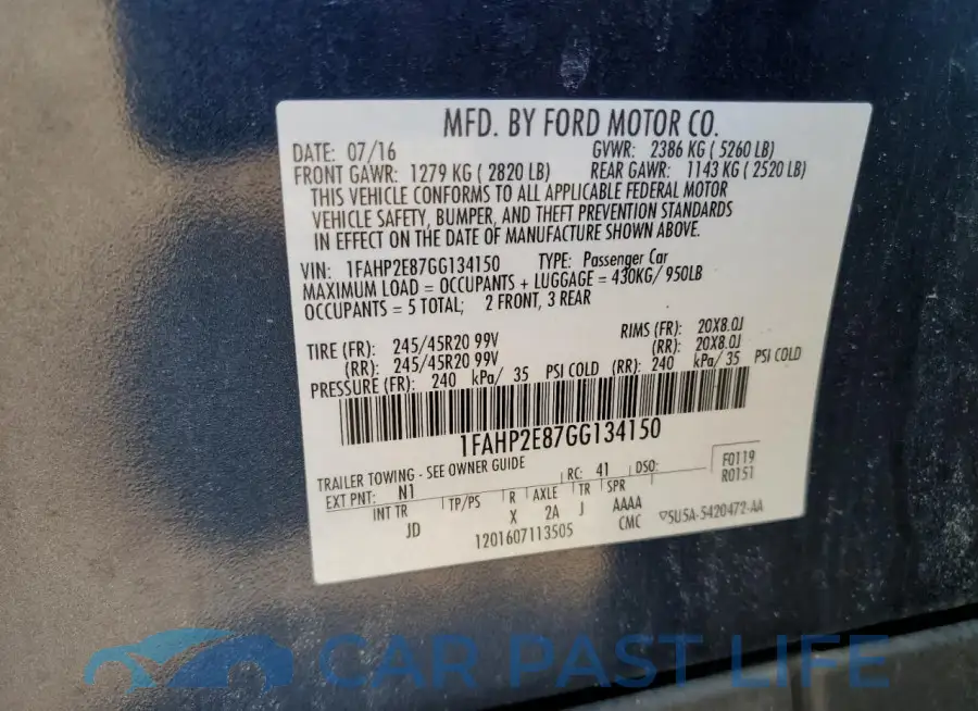 1FAHP2E87GG134150# 12