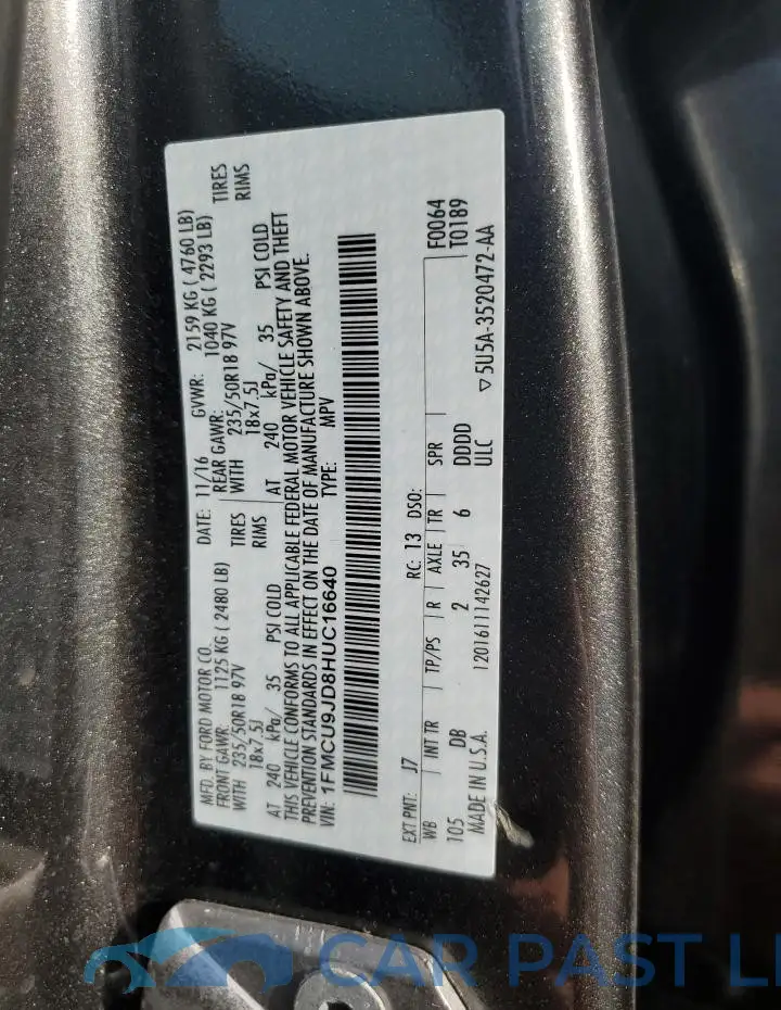 1FMCU9JD8HUC16640# 13