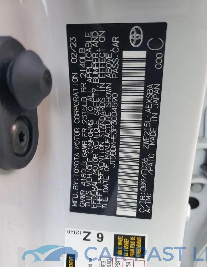 JTDBDMHE3P3004590# 13