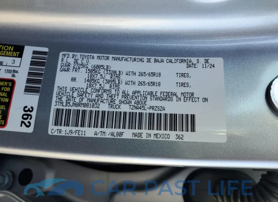 3TMLB5JN8RM081032# 12
