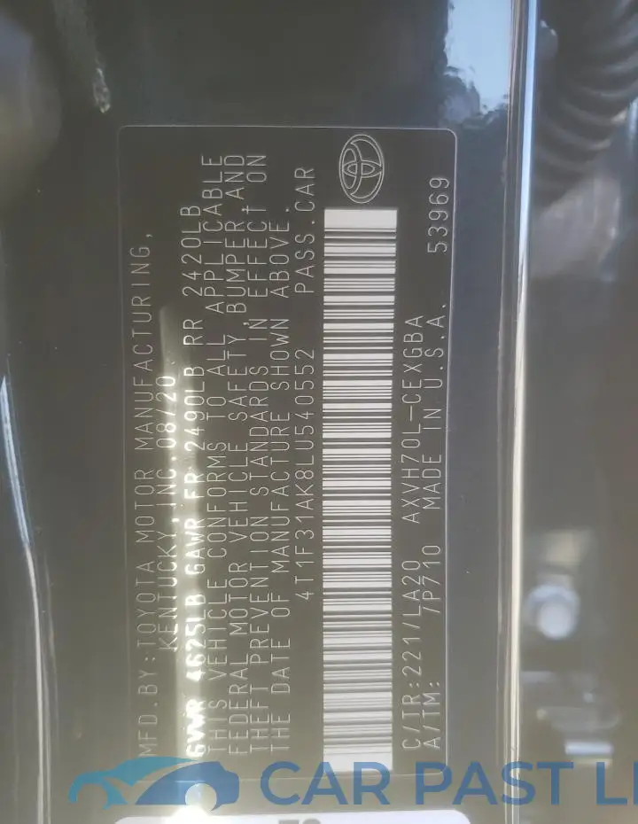 4T1F31AK8LU540552# 12