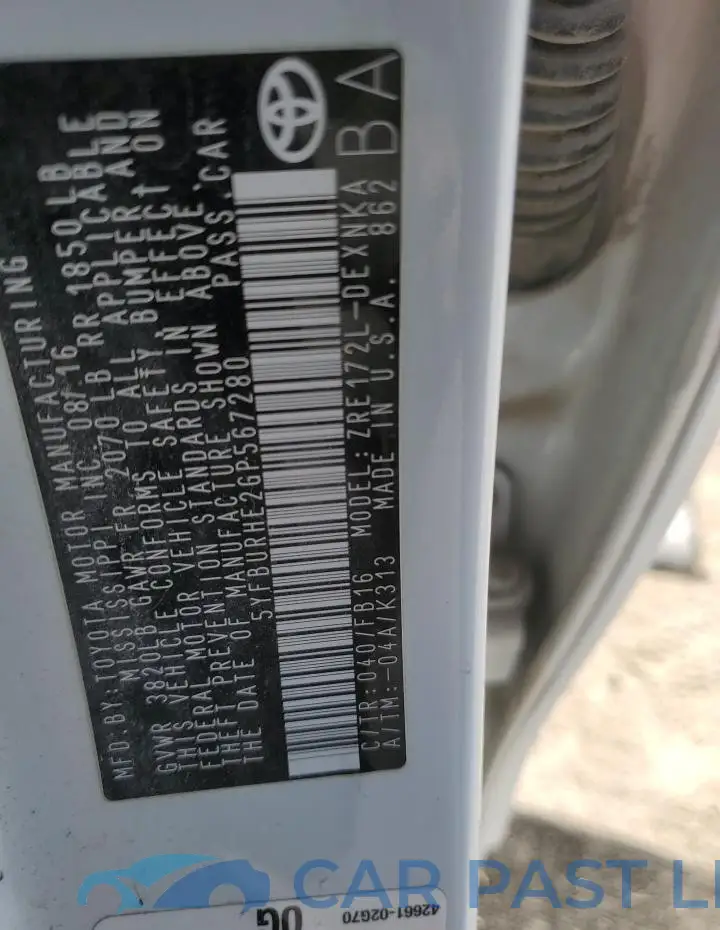 5YFBURHE2GP567280# 12
