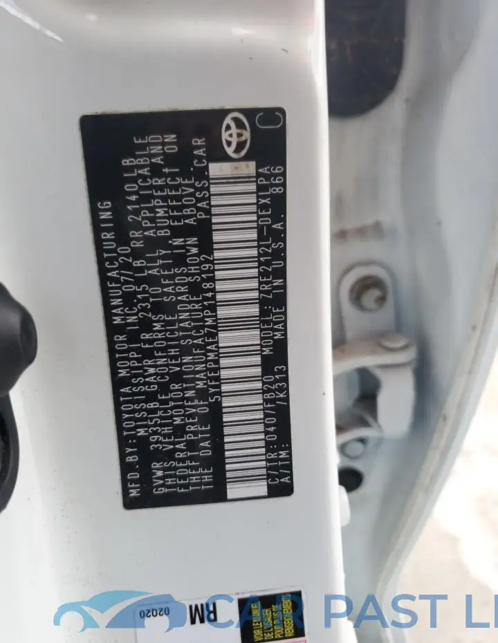 5YFEPMAE7MP148192# 12