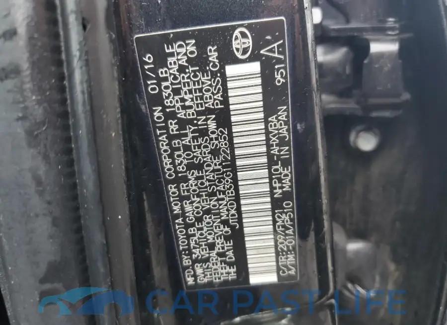 JTDKDTB39G1122852# 12