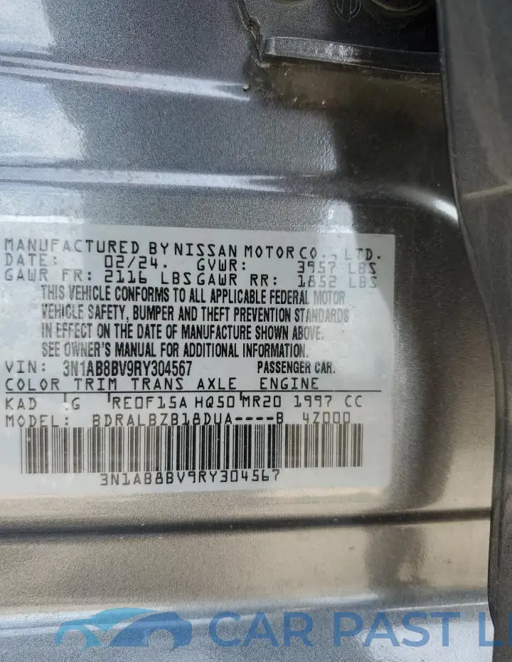 3N1AB8BV9RY304567# 12