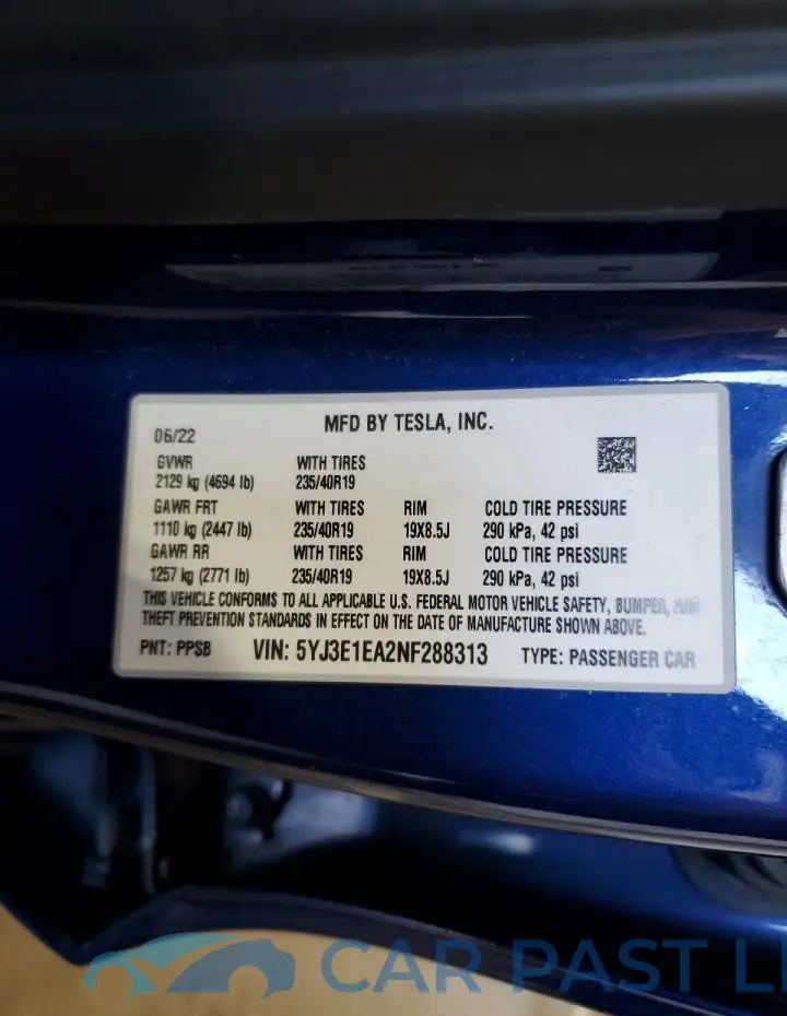 5YJ3E1EA2NF288313# 12