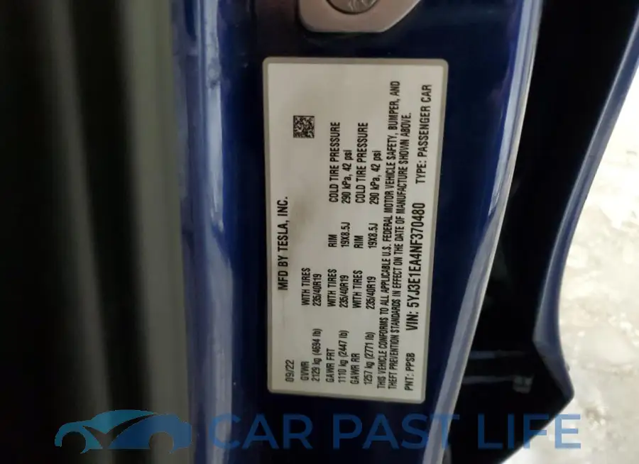 5YJ3E1EA4NF370480# 12