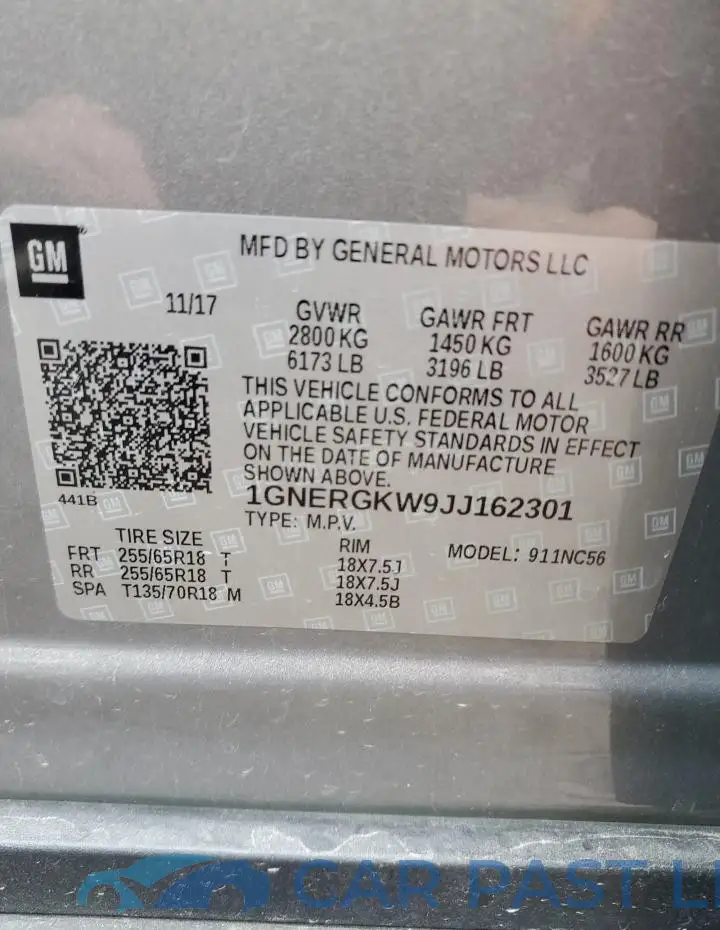 1GNERGKW9JJ162301# 13