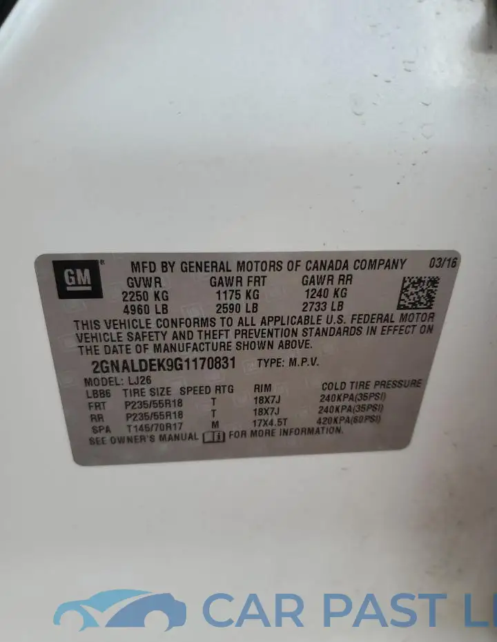 2GNALDEK9G1170831# 13