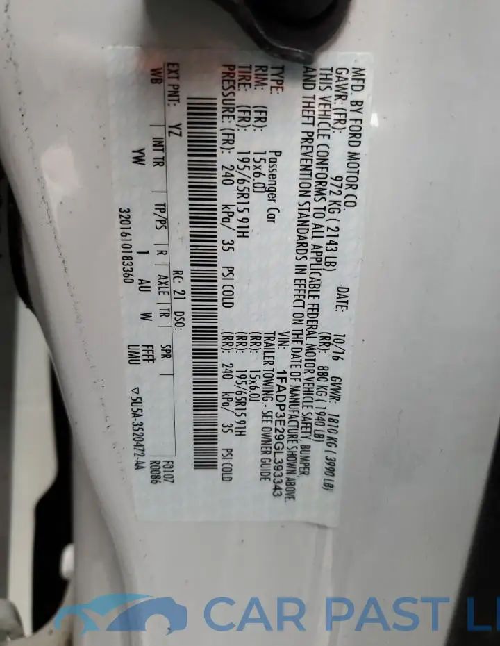 1FADP3E29GL393343# 12