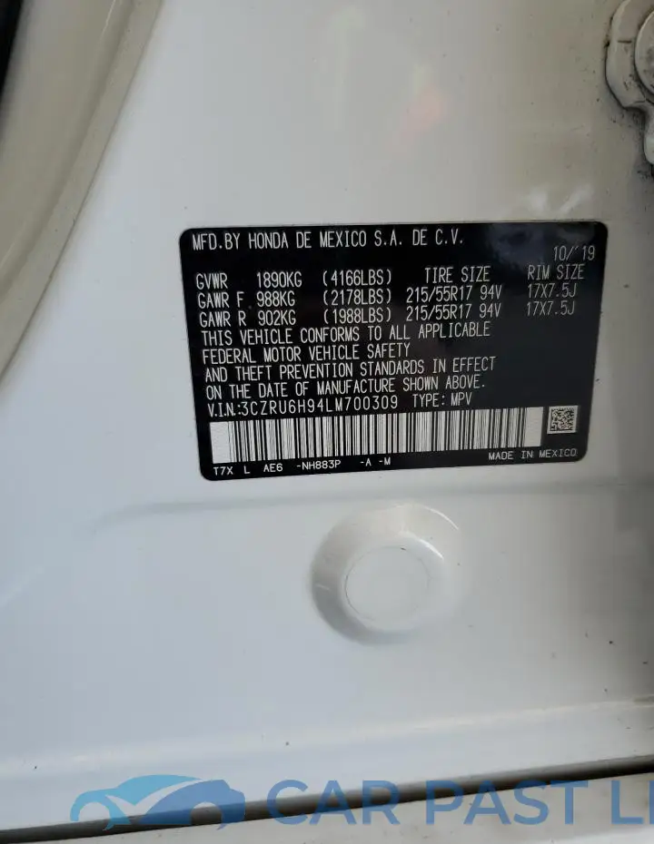 3CZRU6H94LM700309# 13
