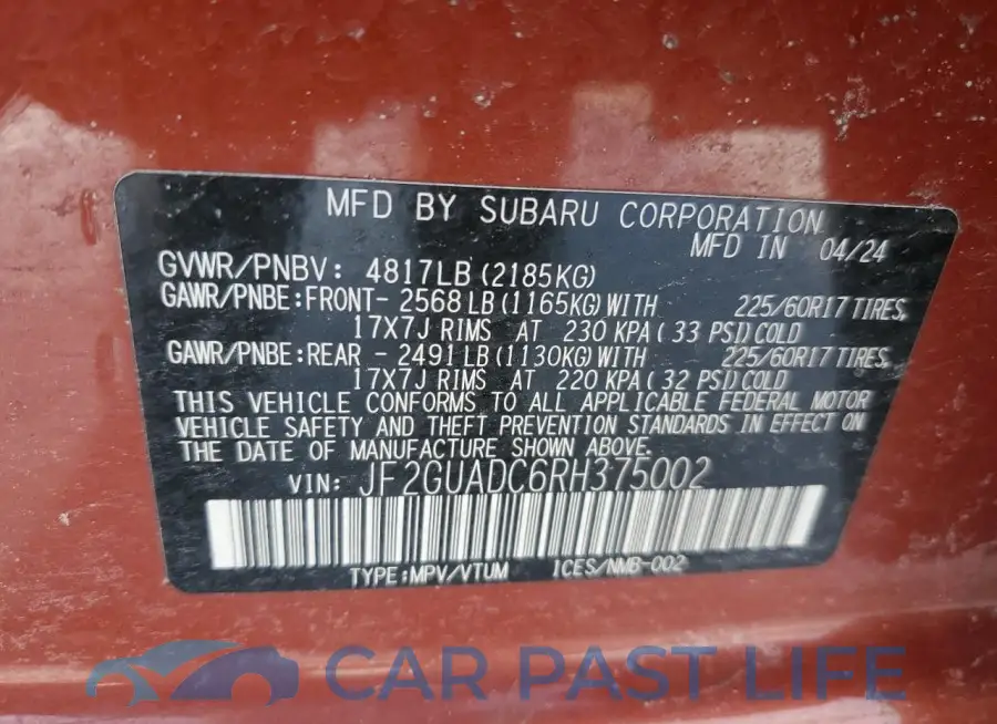 JF2GUADC6RH375002# 13