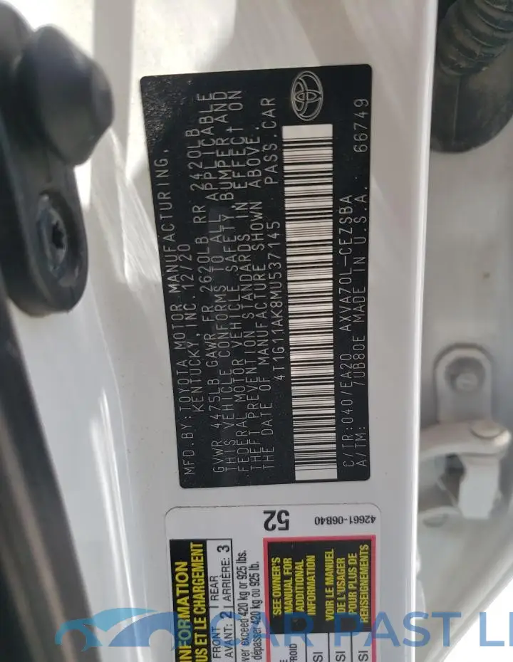 4T1G11AK8MU537145# 12