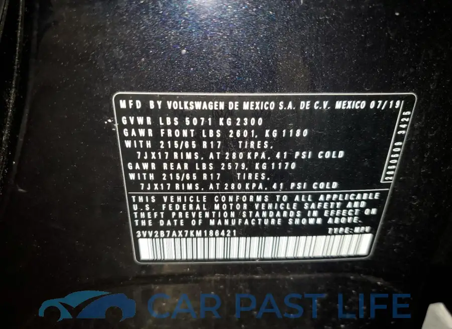 3VV2B7AX7KM186421# 13