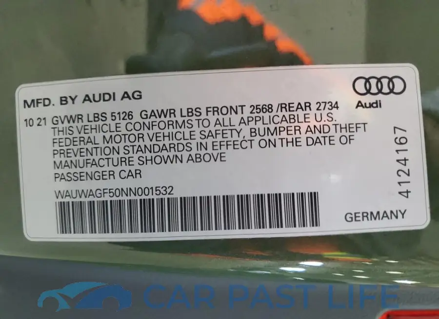 WAUWAGF50NN001532# 12