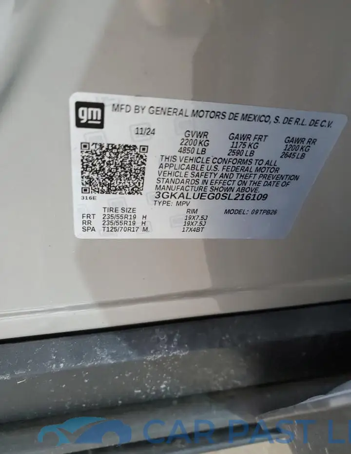 3GKALUEG0SL216109# 12