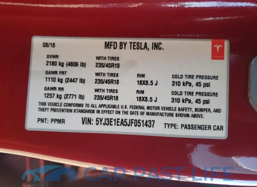 5YJ3E1EA5JF051437# 12