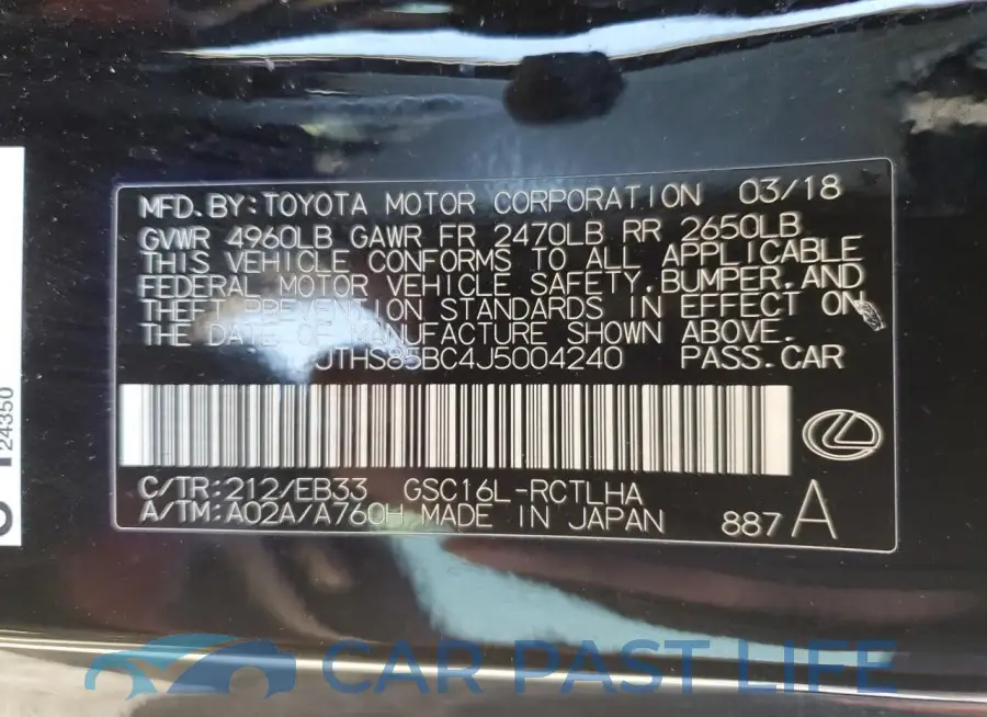 JTHS85BC4J5004240# 13