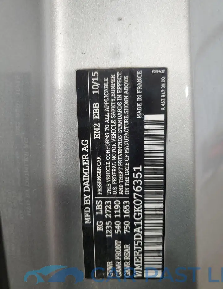 WMEFJ5DA1GK076351# 12