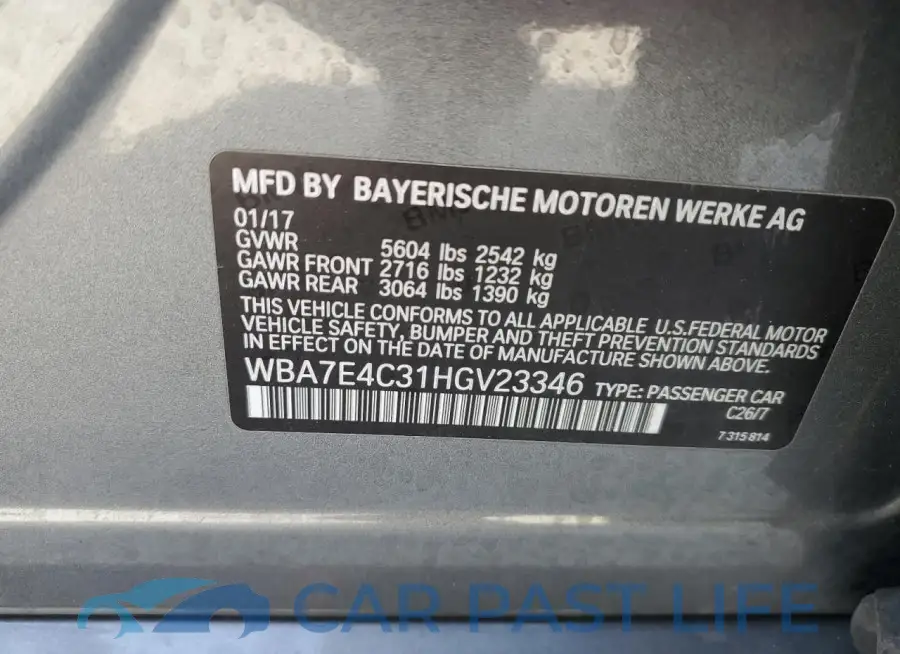 WBA7E4C31HGV23346# 12