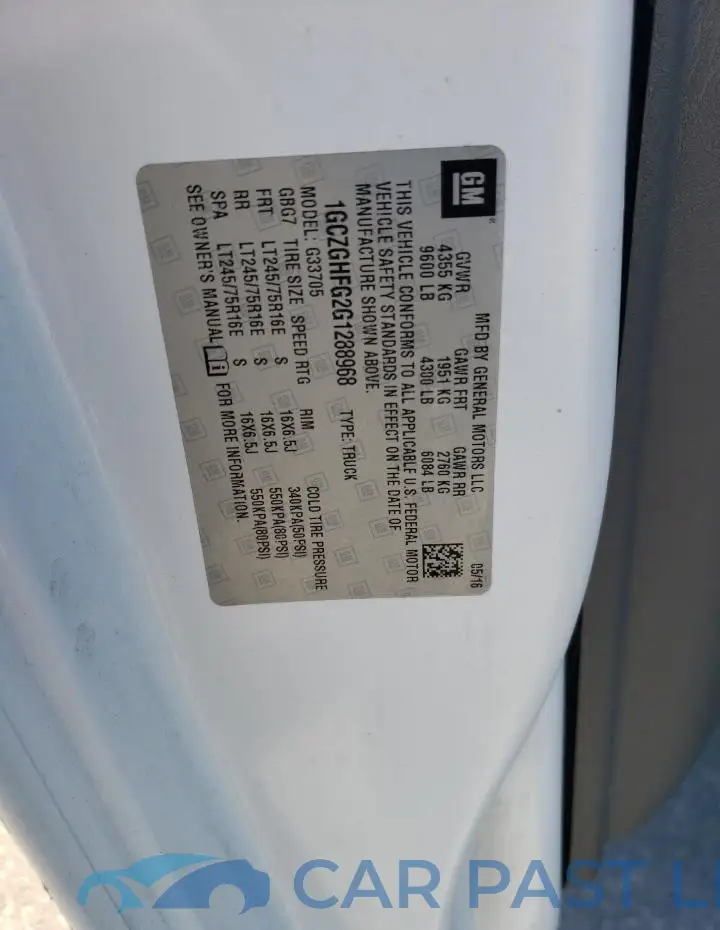 1GCZGHFG2G1288968# 12