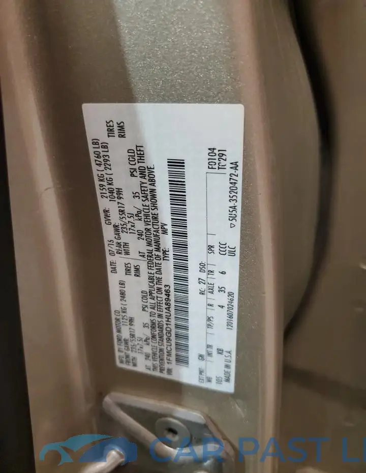 1FMCU9GD1HUA89463# 13