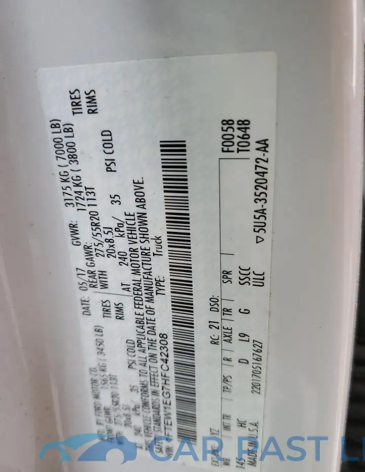 1FTEW1EG7HFC42308# 13