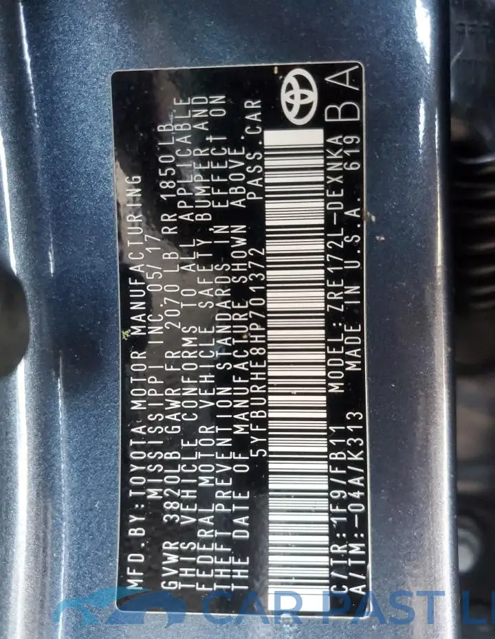 5YFBURHE8HP701372# 13