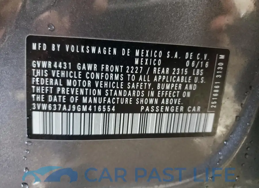3VW637AJ9GM416554# 13