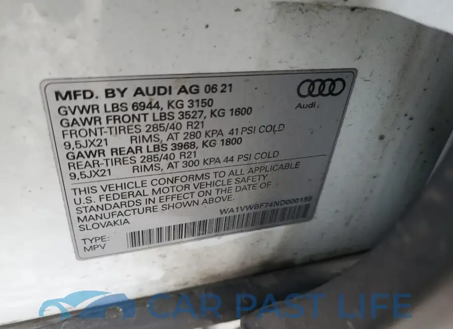 WA1VWBF74ND000159# 14