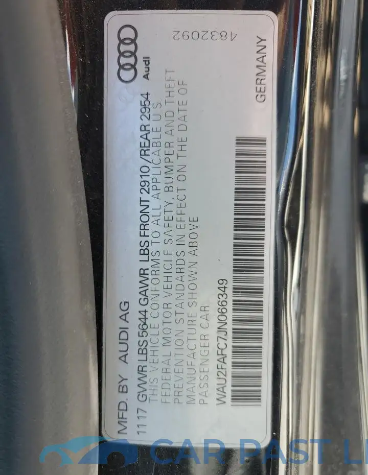 WAU2FAFC7JN066349# 13