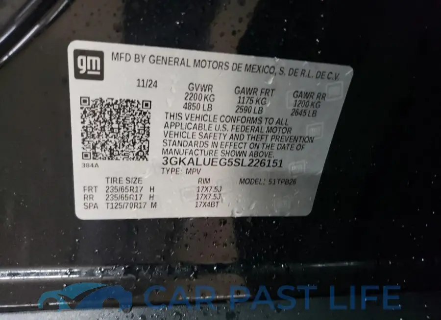 3GKALUEG5SL226151# 12
