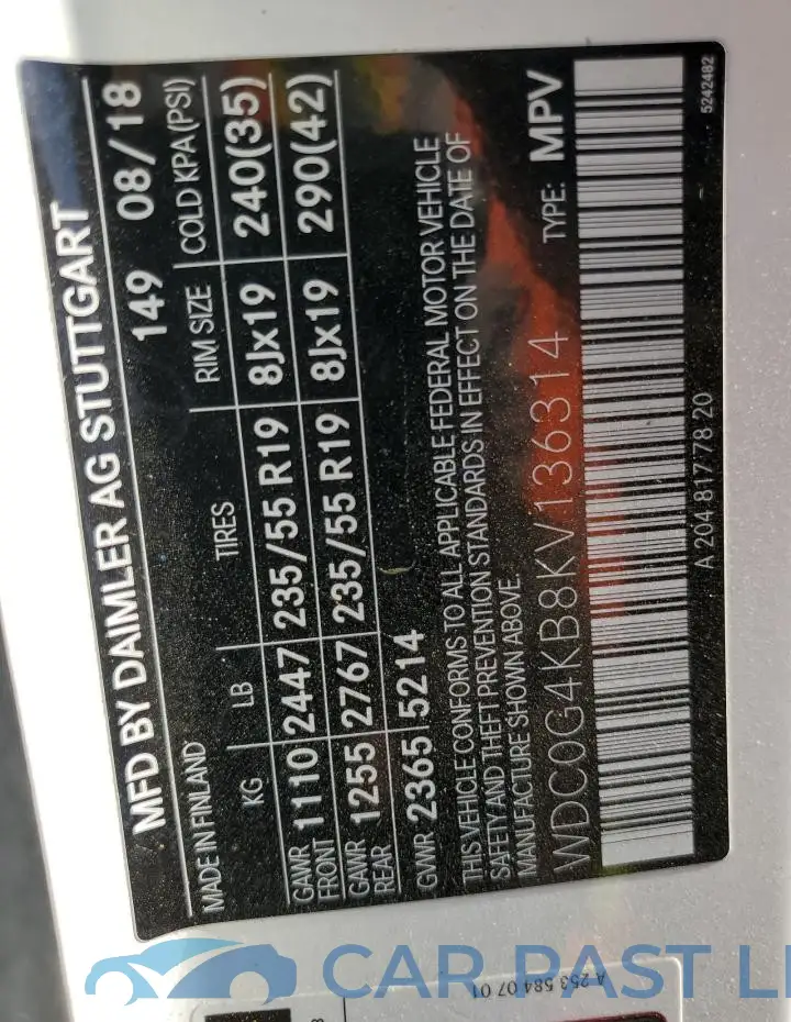 WDC0G4KB8KV136314# 12