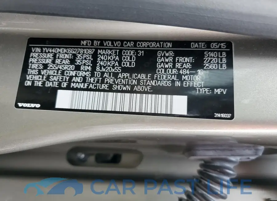 YV440MDK6G2781087# 13