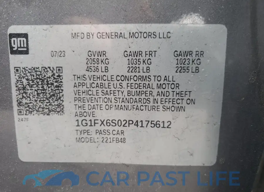 1G1FX6S02P4175612# 13