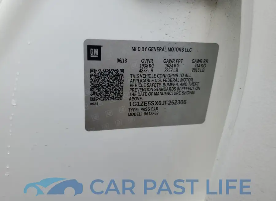 1G1ZE5SX0JF252306# 12