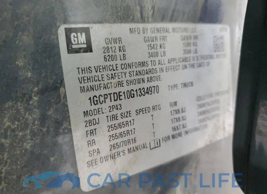 1GCPTDE10G1334970# 12