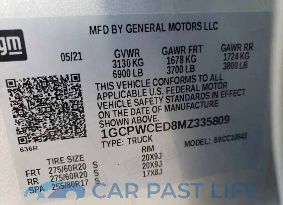 1GCPWCED8MZ335809# 12