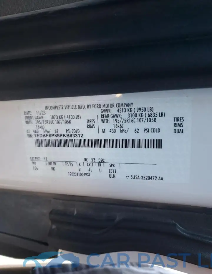 1FDBF6P85PKB93312# 12