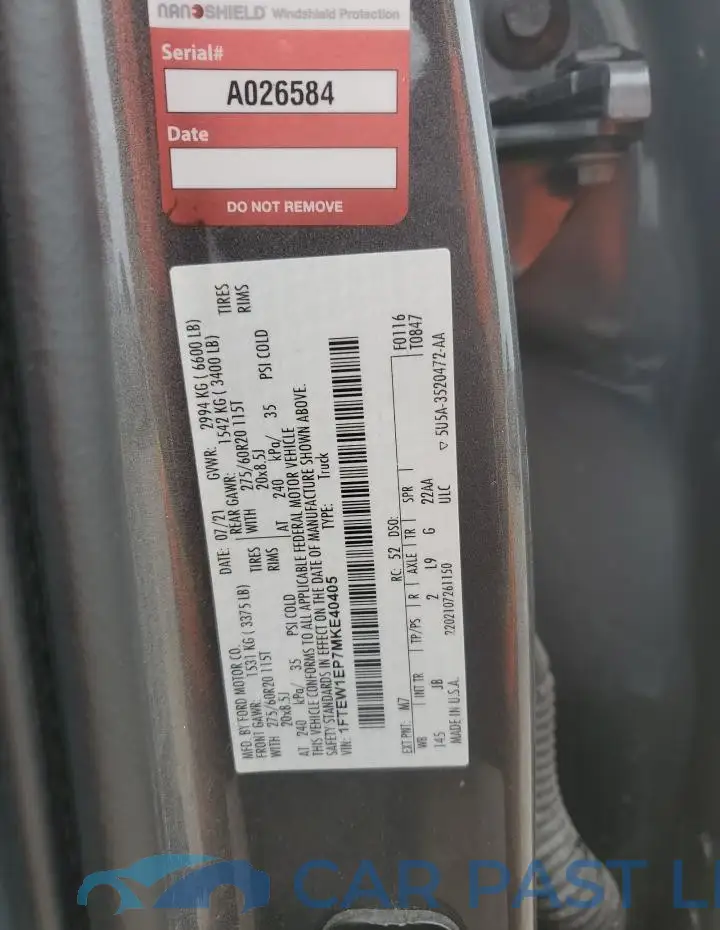 1FTEW1EP7MKE40405# 12
