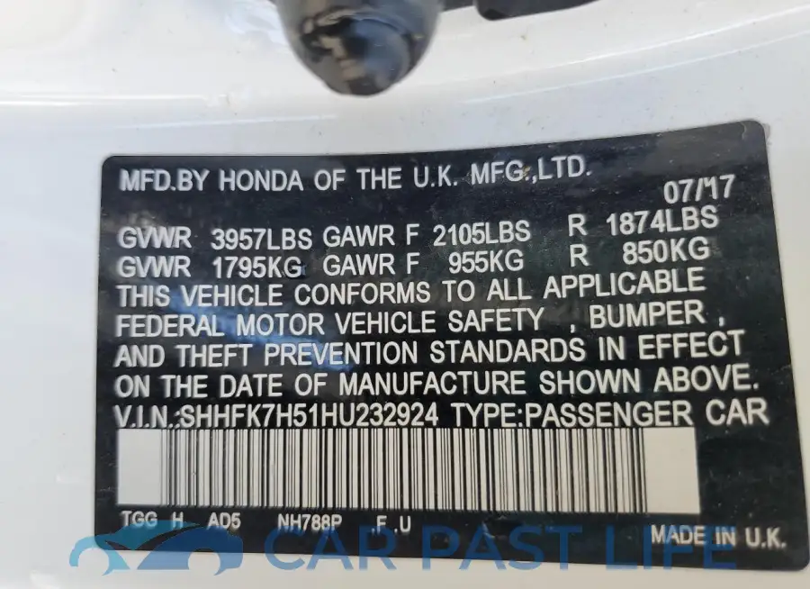 SHHFK7H51HU232924# 12