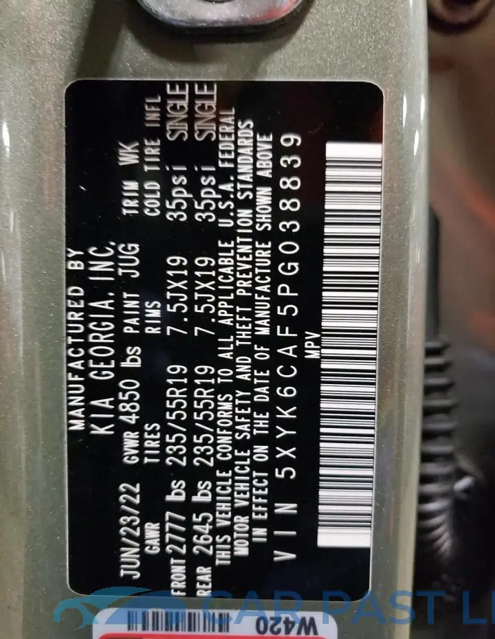 5XYK6CAF5PG038839# 13