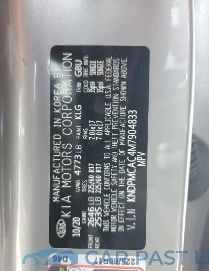 KNDPMCAC4M7904833# 13