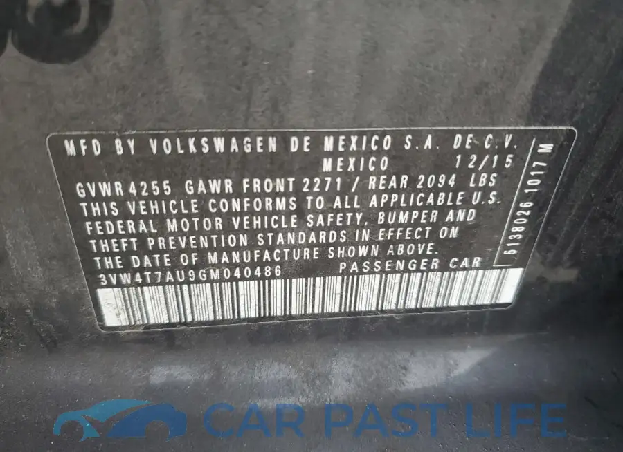 3VW4T7AU9GM040486# 13