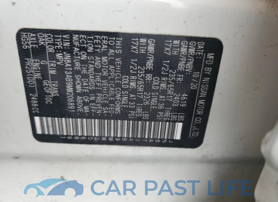 JN8AT3AB9MW206891# 14
