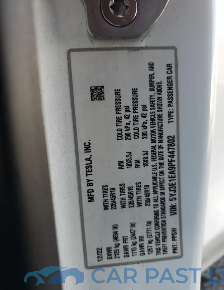 5YJ3E1EA9PF447802# 12