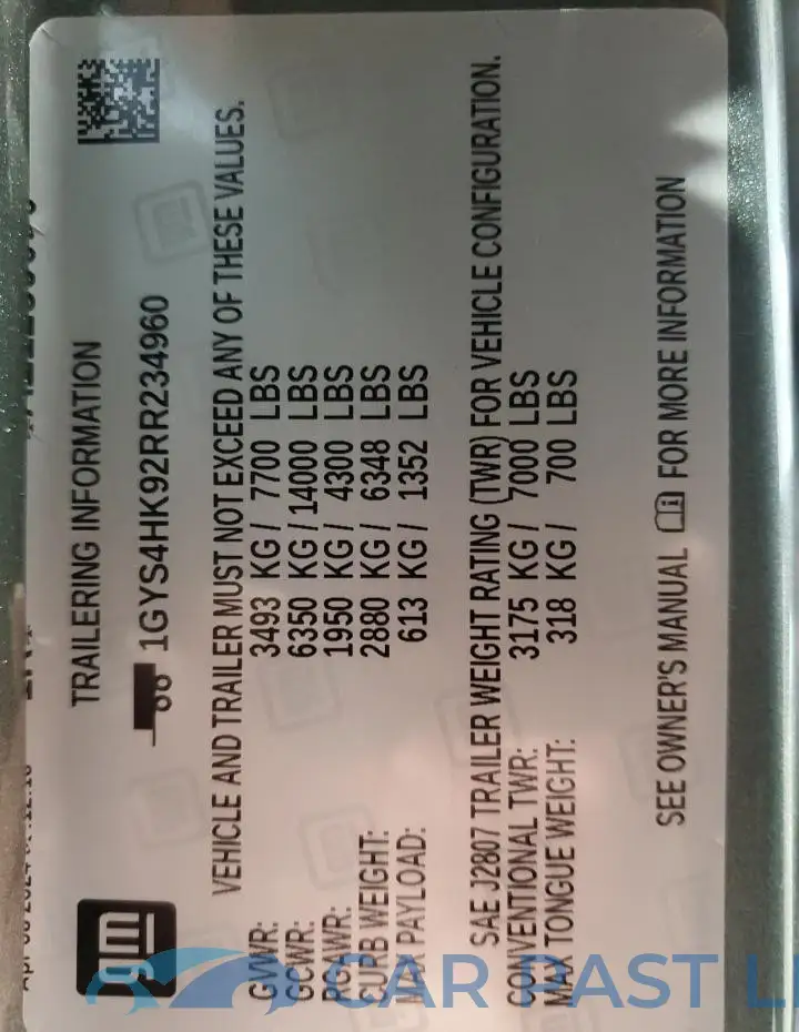 1GYS4HK92RR234960# 14