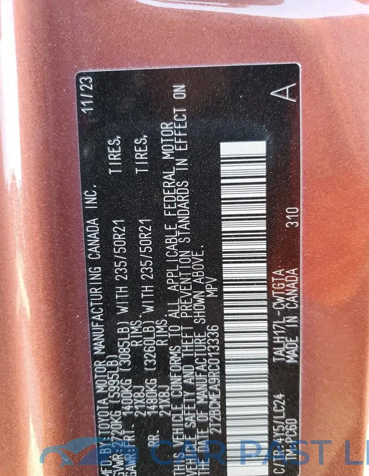 2T2BCMEA9RC013336# 13