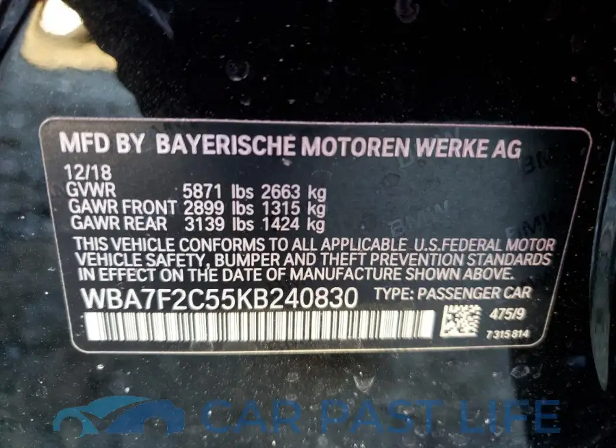 WBA7F2C55KB240830# 12